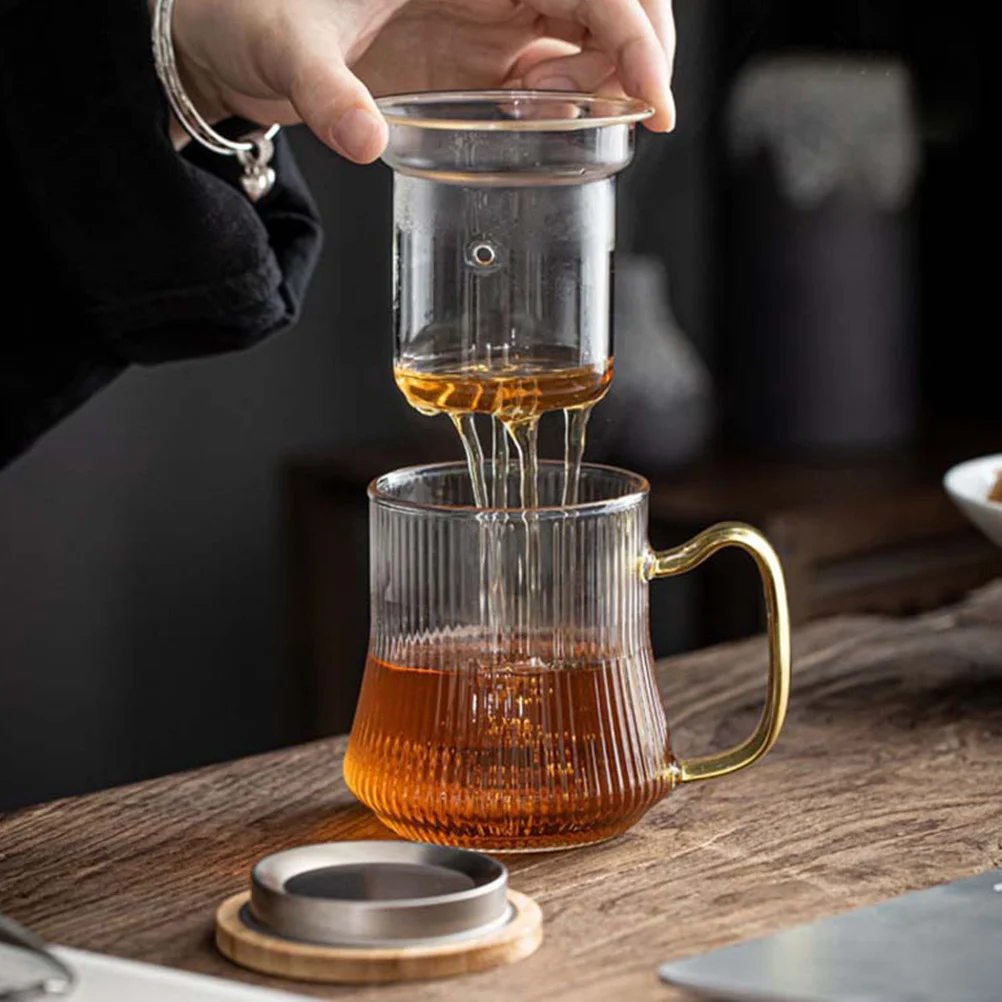 

1 комплект, термостойкая стеклянная чашка для чая, крышка, фильтр, защита от холода и тепла, безопасная взрывозащищенная креативная чашка для питья, бытовая чашка