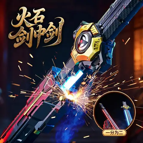 Novelty LED Flashing Sword Toy Transformable Blade with Sparkle Effect Children Pretend Play Gift