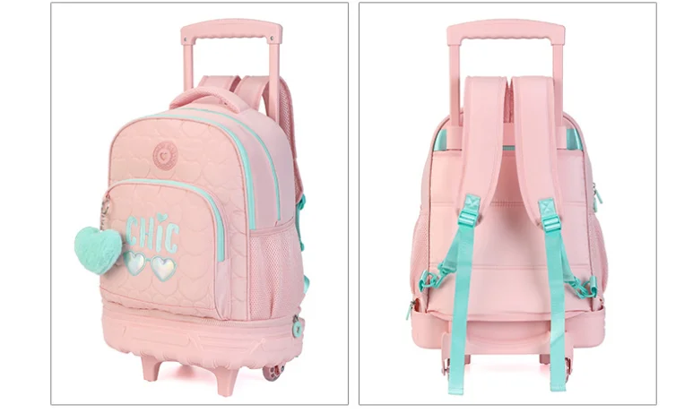 حقيبة سفر للأطفال بعجلات مدرسية حقيبة ظهر بعجلات للفتيات حقيبة ظهر مدرسية بعجلات للسفر للفتيات #4