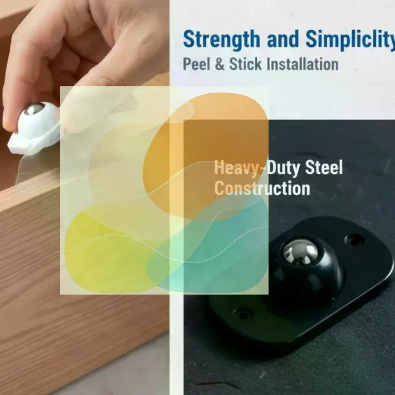 No Drill Self Adhesive Caster Wheels 360° Swivel Sticky Rollers 4Pcs for Small Appliance Desk Drawer Storage Bins Moving