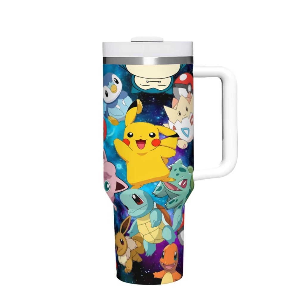 pokemon 40 Oz Ultimate Tumbler with Handle and Straw Vacuum Insulated Tumbler