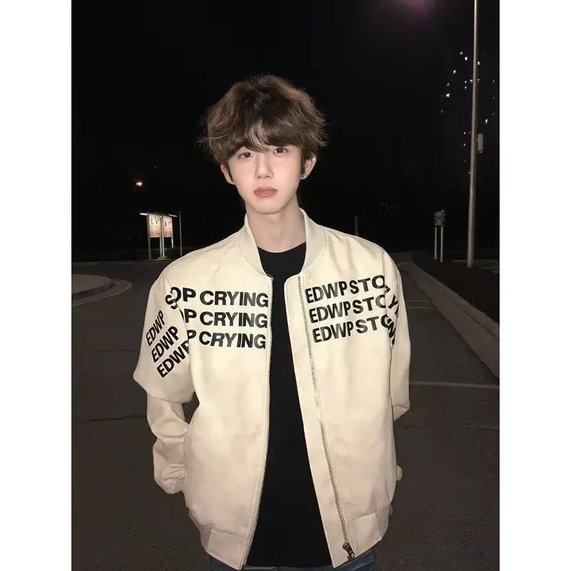 

Retro American Embroidered Letter Stand Collar Flight Jaet ex High Street Trendy Design Versatile Couple Outerwear