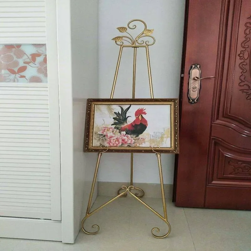 Wrought iron oil easel, floor display stand, advertising stand, living room picture, shelf up and down adjustment brackets