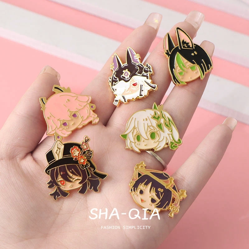 Genshin Impact ambitus Hu Tao Yae Miko Cyno Balladeer Tighnari Nahida colleagues brooch cartoon 3cm metal badge High Quality