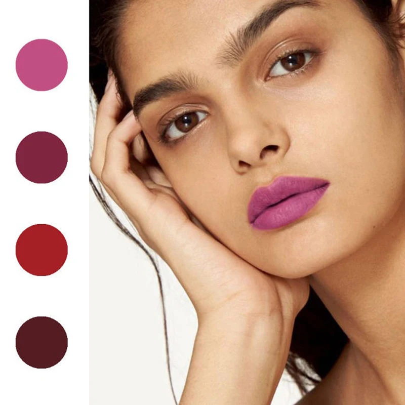 مجموعة من 4 أحمر شفاه رفيع ملمع شفاه صلب غير لامع/مستحضرات تجميل مرطبة هدية للفتيات والنساء 1.5 جرام * 4 مستحضرات تجميل مكياج