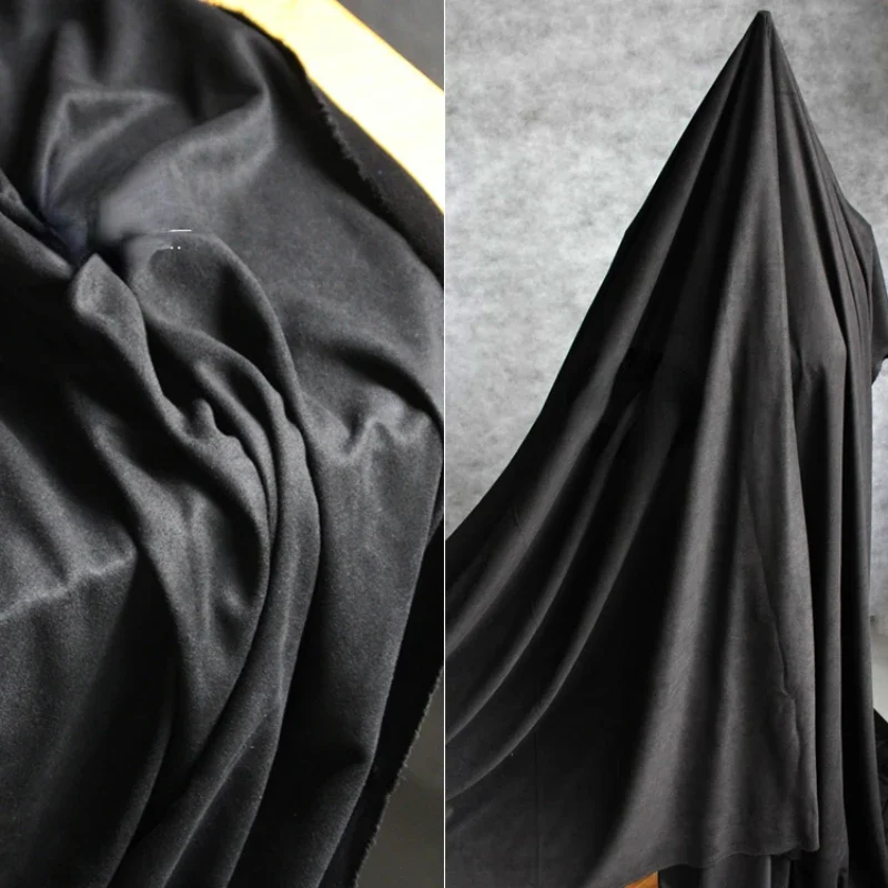 Black Suede Frosted Fabric for DIY Sewing Cheongsam Suit Windbreaker Fashion Designer Creative Skin Friendly Comfortable Cloth