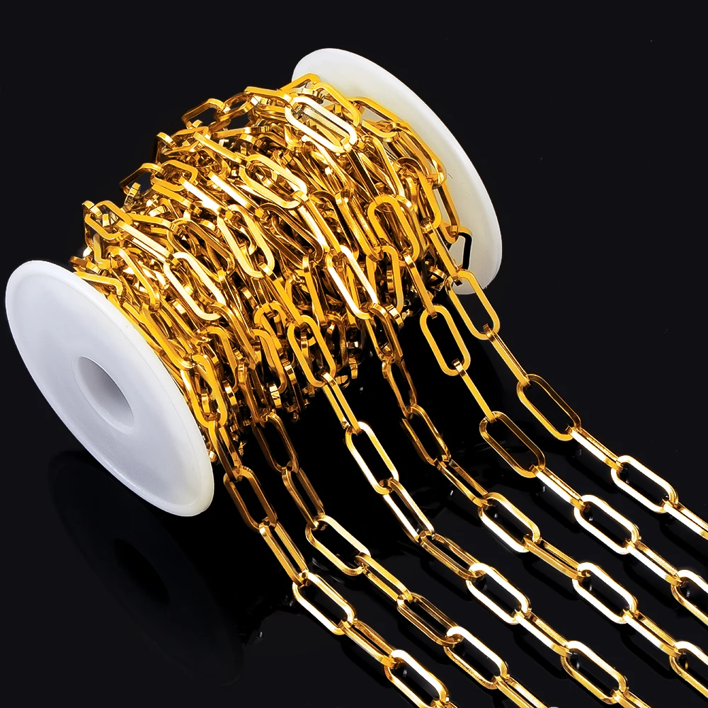 1M Stainless Steel Flat Square Frame Link Chains for DIY Jewelry Making