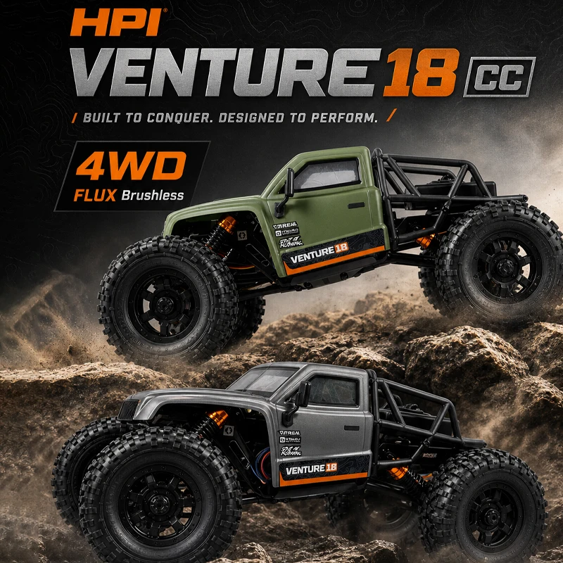 HPI Venture18 CC Flux Brushless RC Car - Off-Road Four-Wheel Drive Competition Climbing Vehicle Remote Control Toy for Boys