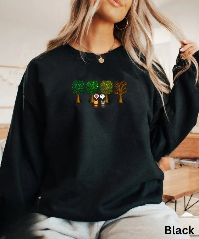 سويت شيرت Stardew Valley مستوحى من العطلات للجنسين هدية عيد الميلاد معبر لعبة زراعة الحيوانات جرافيك هوديي قميص حراري هودي