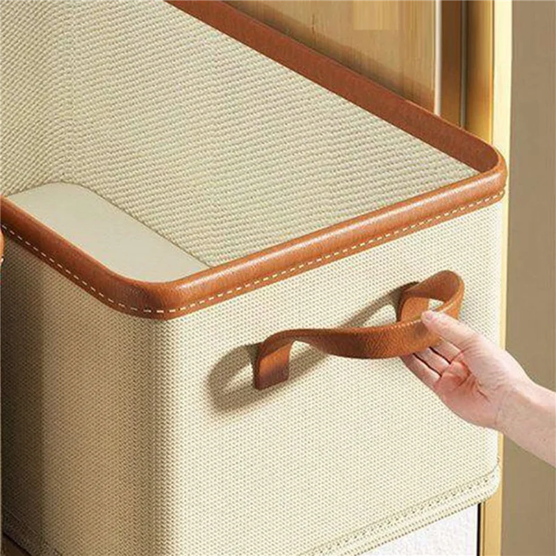 

【Superdeals】2X Clothing Storage Bins For Closet With PU Handles,Foldable Drawer Clothes Organizer For Organizing Wardrobe 25L