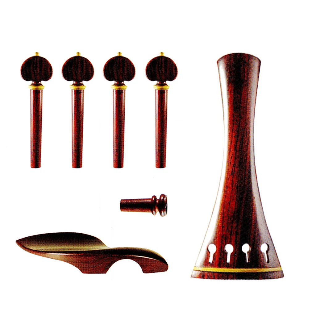 Hill Style Rosewood Violin Parts 4/4 Tailpiece 4PCS Turning Pegs Endpin Chinrest Full Set For Handmade Fiddle Parts Acessories