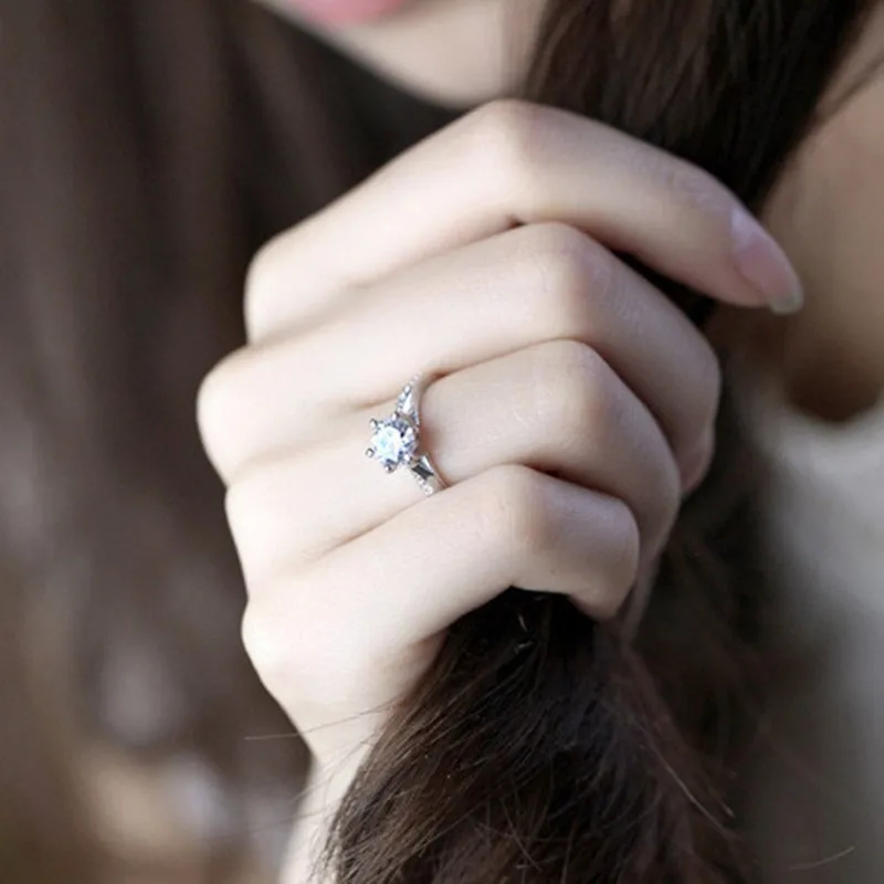 1 Ct Round Cut CZ Solitaire Engagement Wedding Ring for Women Girl Size 4-9