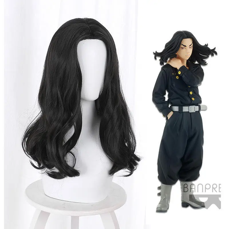 شعر مستعار طوكيو أفنجرز كيسوكي كايدا أسود متوسط الحجم ومموج قليلاً ومتوسط الطول #2