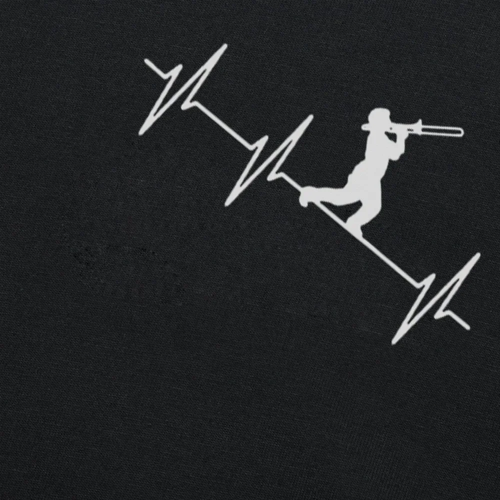 الصيف أنا ألعب الترومبون الموسيقى عاشق الترومبون نبضات القلب تي شيرت الرجال جديد قصير الأكمام تي شيرت القطن الرجال مضحك #3