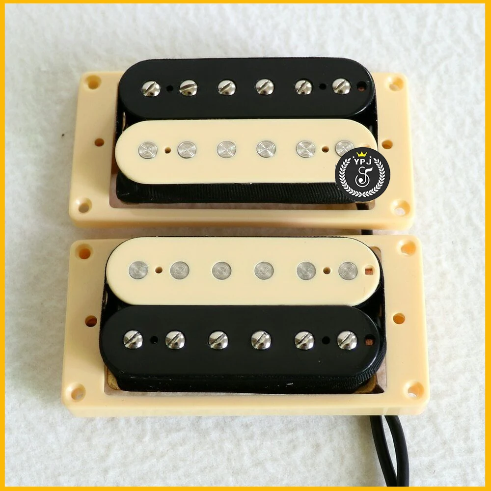 For Les Paul Epiphone Electric Guitar Pickups Humbucker Dual Pickups Zebra with Yellow Frame Neck / Bridge Guitars Parts