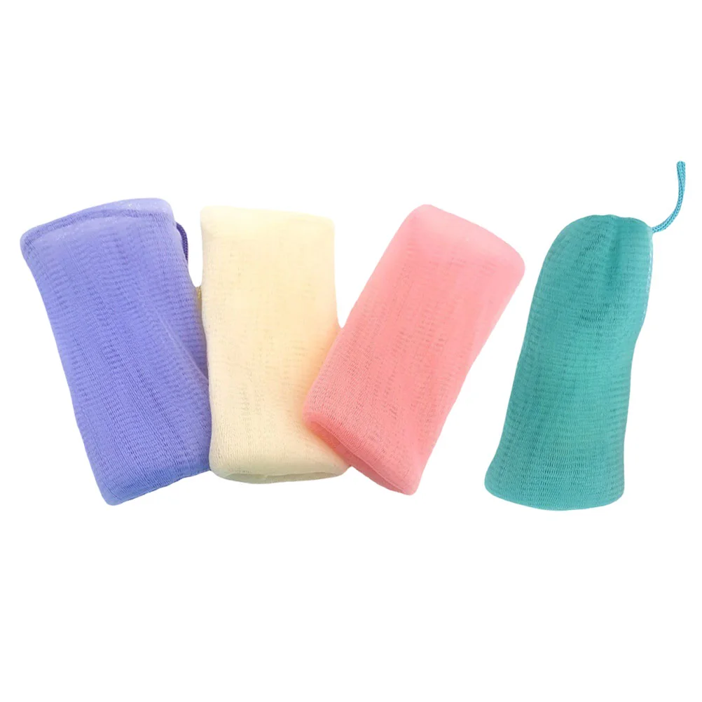 4 Pcs Soap Foaming Pouch for Shower Bars Scrubber Face Rice Colored Pe Travel Soaps