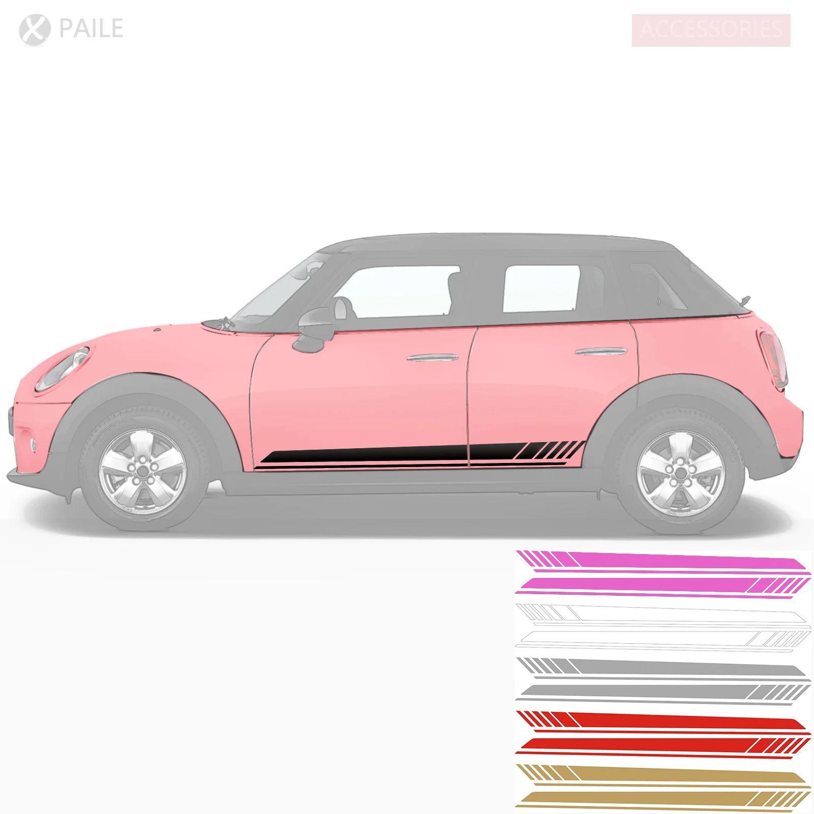 

2pcs Sticker Doors Stripes Vinyl Decal Graphics Customize For Universal, MINI cooper R50 R53 R55 R56 R57 R59 R60 F54 F55 F56 F60