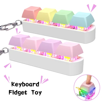 מקלדת מפתחות LED צעצוע להקלה מתח DIY כפתור Fidget Keycap מחזיק מפתחות מקלדת צעצועים כיסוי מקלדת אצבע מתנה
