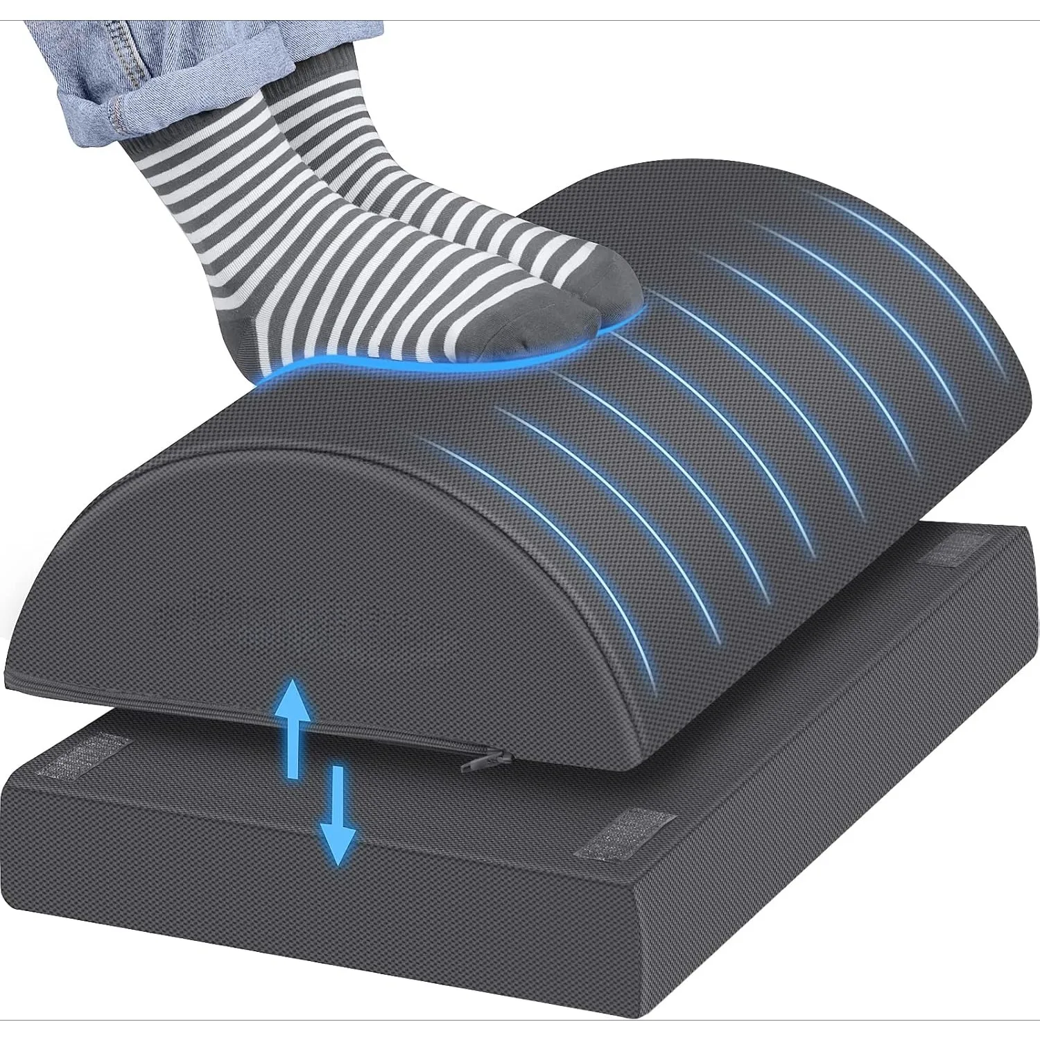

Multi functional footstep bench with washable cover, 2 adjustable heights, relieving back, waist, and knee pain ，gray