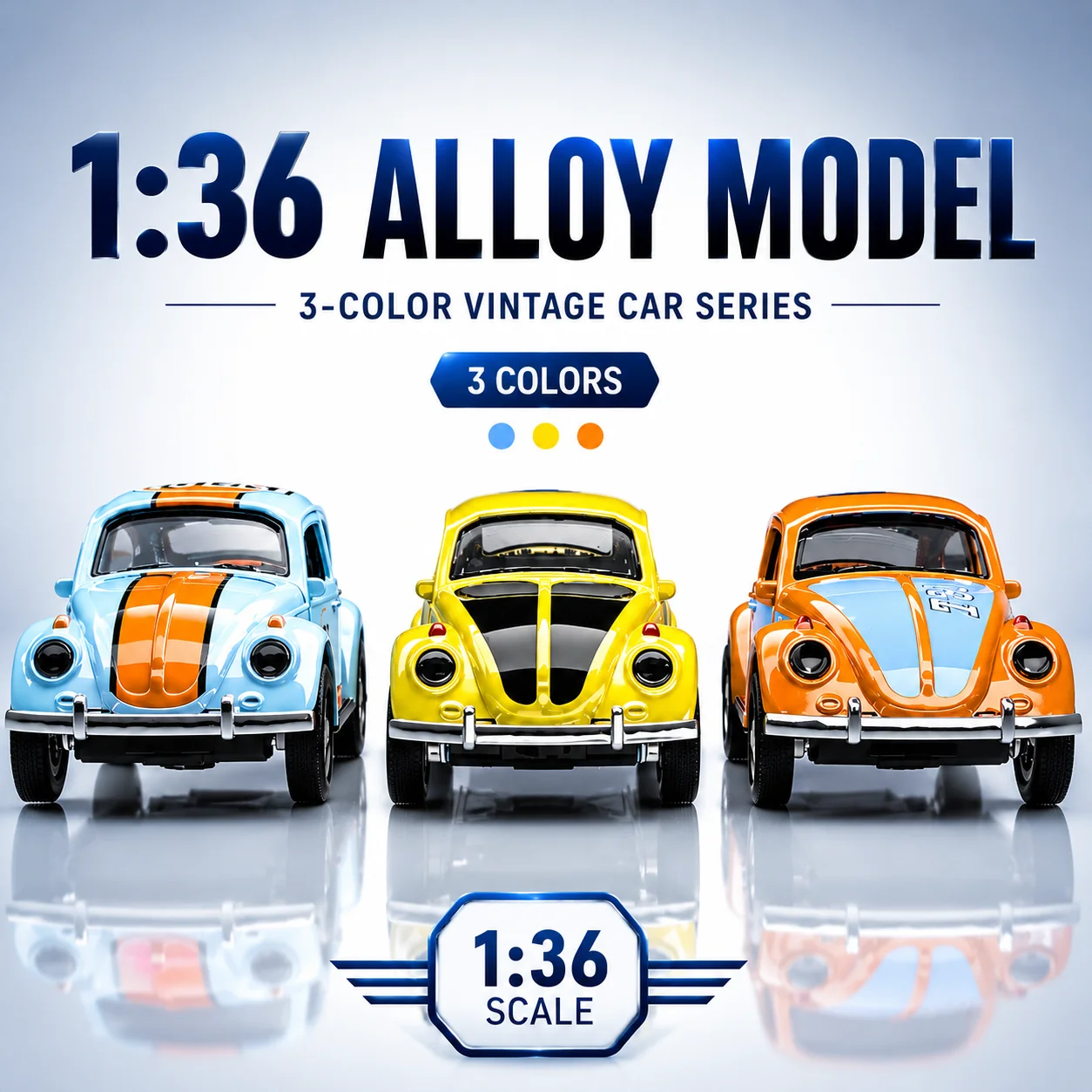 

1/36 Scale, Metal Pull Back Action Drives Car Forward Car, Model Toy for Gift