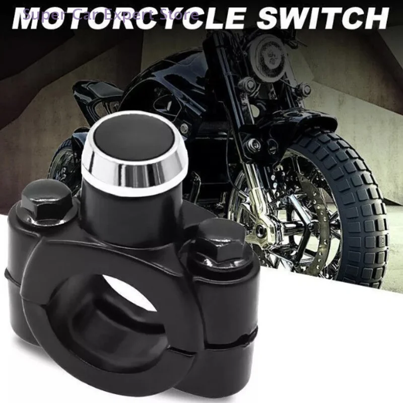 Universal 7/8" Motorcycle Switch Handlebar Mount Horn Headlight Strobe Momentary Switch Button Aluminum Alloy Interruptor
