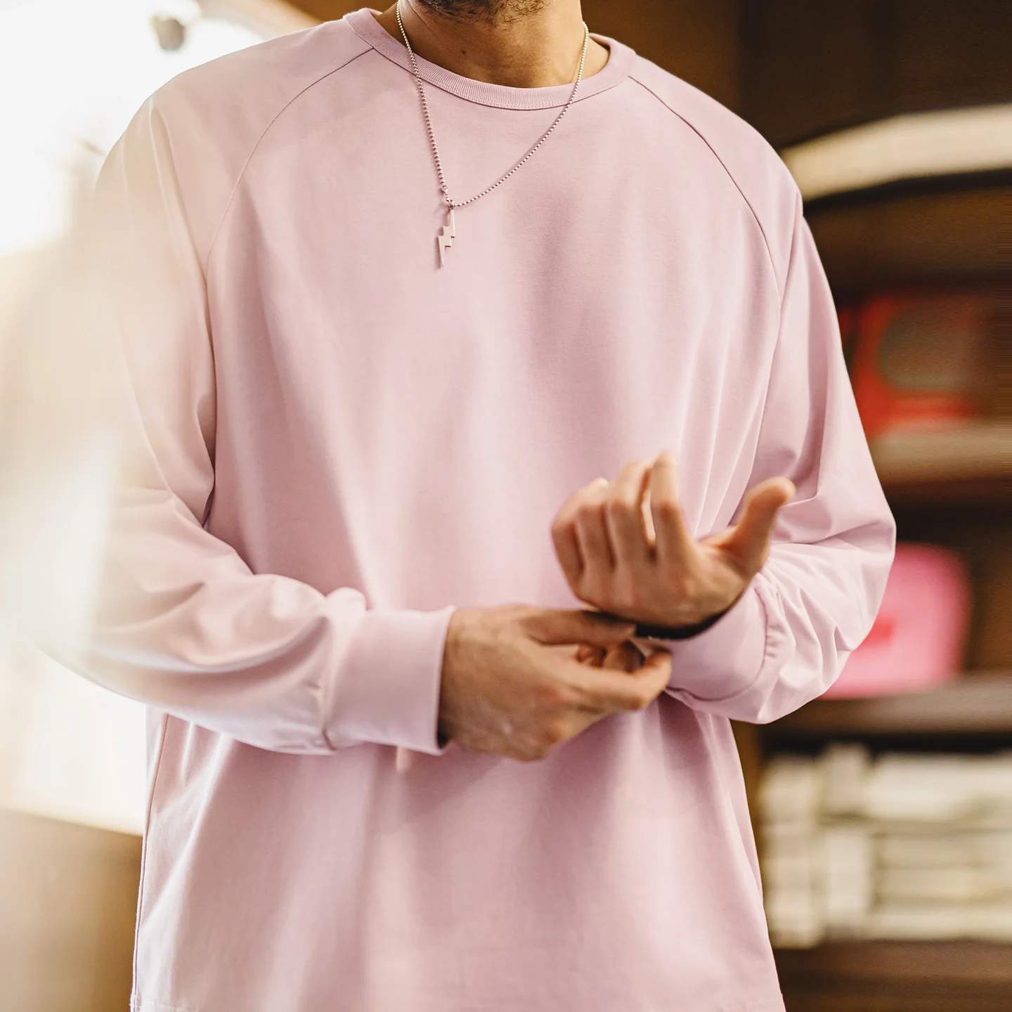 MADEN Men's White Long Sleeve T-Shirt Solid Color Base Layer Undershirt High Quality Basic Essential Loose Casual Fall Mens Tops view 3