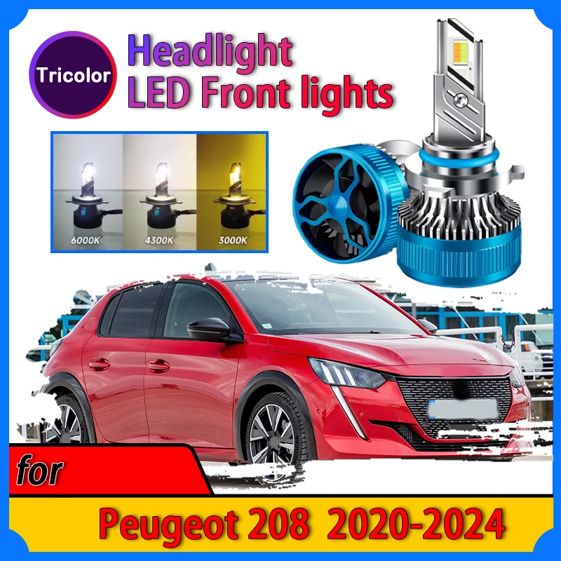 LED Koplamp voor Peugeot 208 2020-2024 Plug en Play Gemodificeerde lamp Sterk wit licht Driekleurige aanpassing Auto-onderdelen