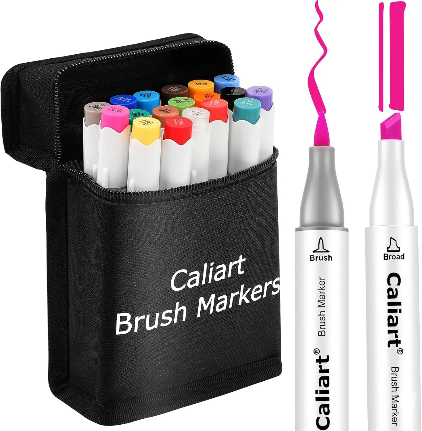 

18 Colors Dual Tip Alcohol Markers: Brush & Chisel, Vibrant Art Pens for Adult Coloring, Sketching, Illustration