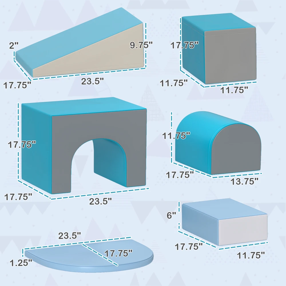 Équipement de jeu doux pour bébé, grimpeur d'inoling pour tout-petits, créativité et découverte de la forme, surface facile à nettoyer, 7 pièces