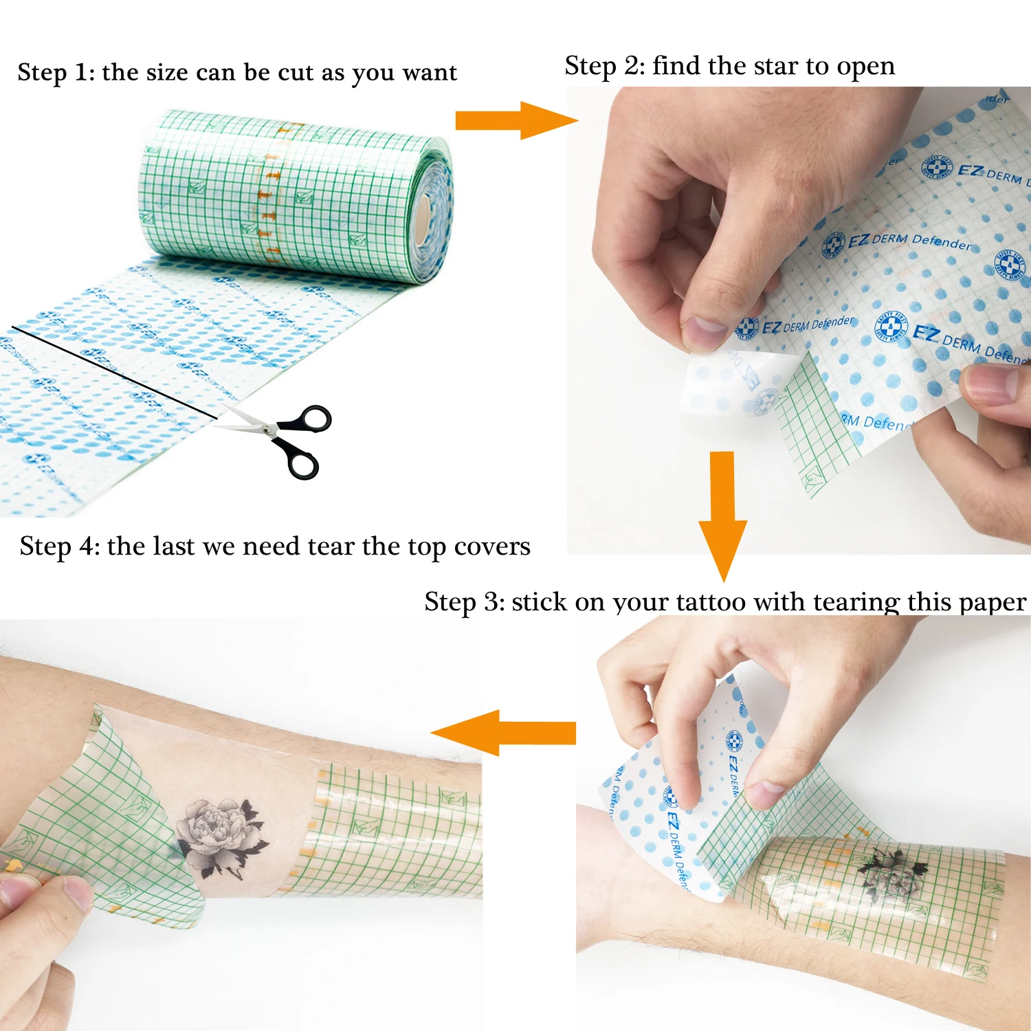 EZ Premium/Regular Derm Defender Tattoo Clear Adhesive Protective Shield Protective Tattoo Film Aftercare Tattoo Supply – Detail 4