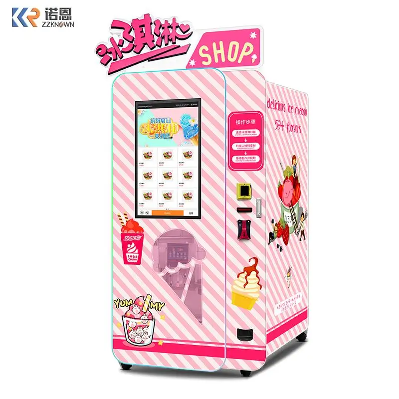 

Ice Cream Vending Machine With 32 Inch Touch Screen Different Kinds Of Snack And Jam In The Machine