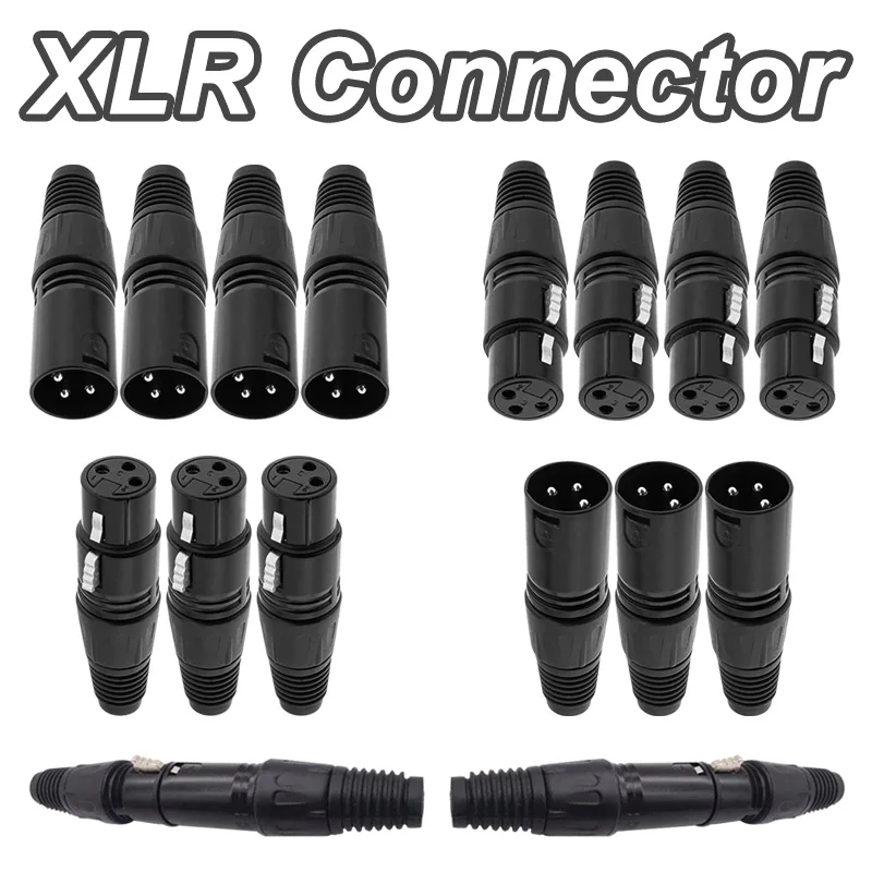2/8/10Pcs XLR Cannon Plug 3Pin Male Female Plug Socket XLR Connector for Audio Microphone Sound Mixer Amplifiers