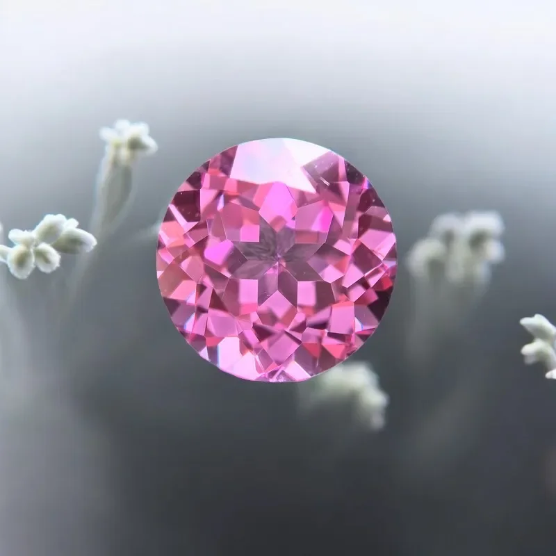 Sapphire Round Shape Pink Color Lab Grown Gemstone Hand Cutting for DIY Ring Necklace Earrings Main Materials with Certificate