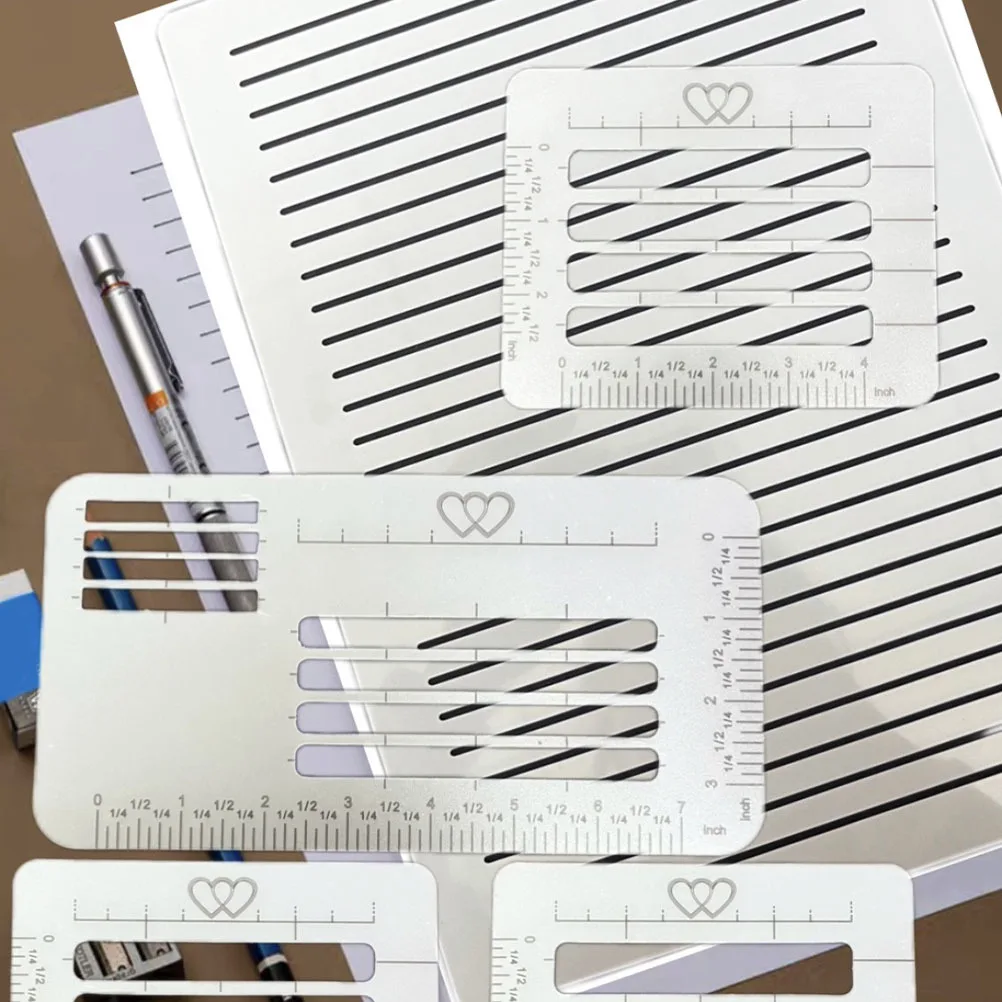 12Pcs Straight Line Stencil Templates Plastic Drafting Rulers for Letter Writing Card Making Journaling Drawing Supplies Kit