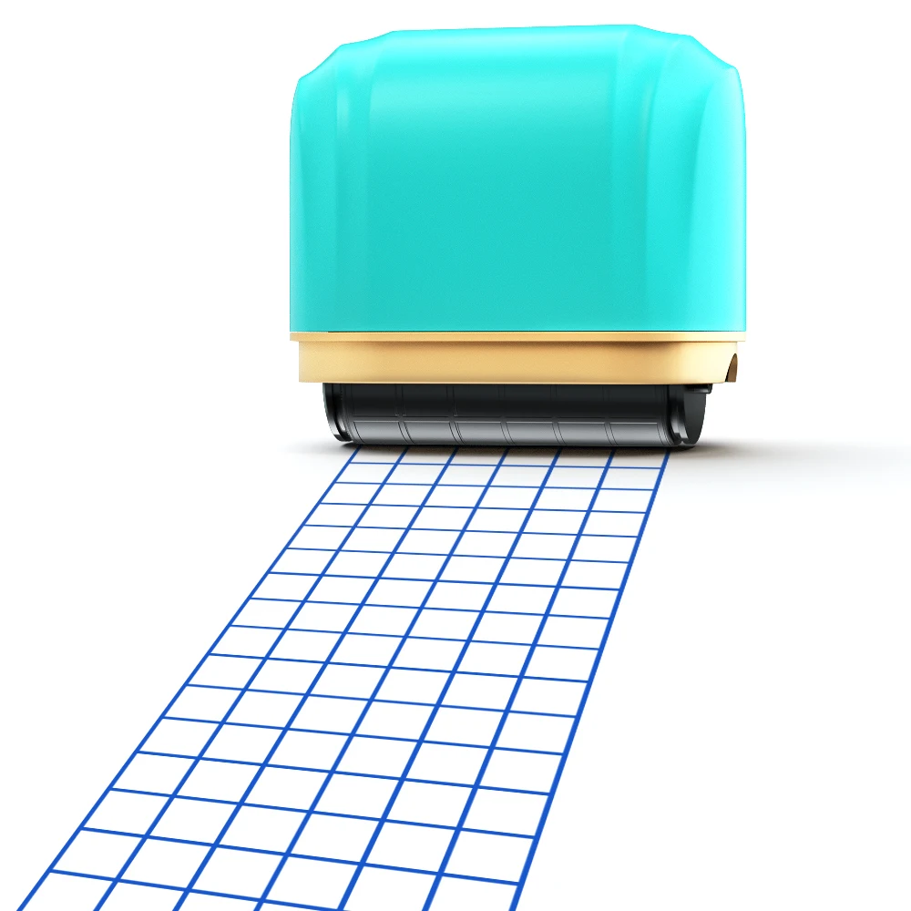 Sello de rejilla de rodillo, escritura a mano, práctica cuadrada, sello para profesores, herramienta de práctica de matemáticas, sello azul, sello de enseñanza para el aula