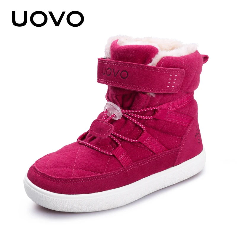 UOVO, recién llegado, invierno, moda de nieve para niños, botas cálidas para niños, zapatos para niños y niñas con forro de felpa, talla 31-37