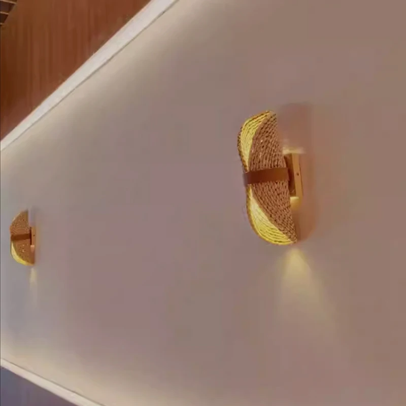 

Китайские прихожей, коридоры, настенный светильник для проживания в семье, плетеные настенные светильники из ротанга для спальни Юго-Восточной Азии, прикроватные светильники