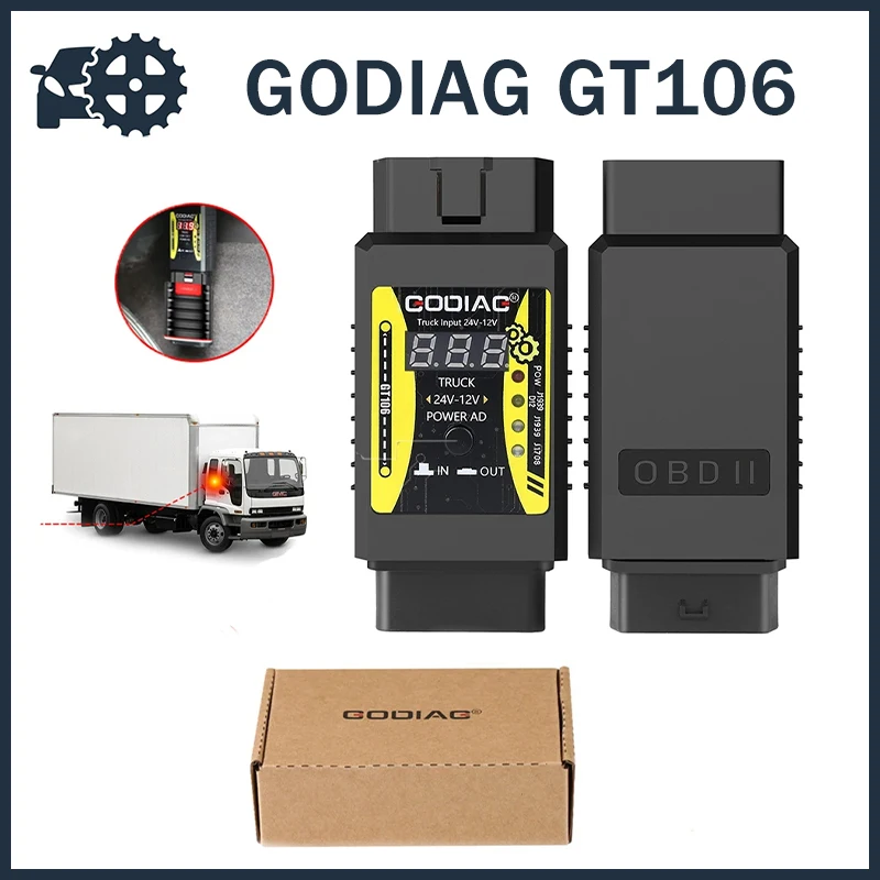 

Повышенная Эксплуатационная мощность Godiag GT106 от 24 В до 12 В для грузовиков X431, диагностика тяжелых транспортных средств