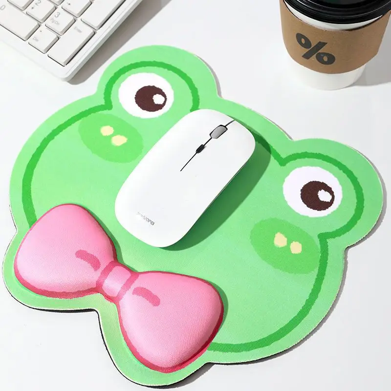 Cute Frog Wrist Rest Mouse Pad, Ergonomic Memory Foam Wrist Support Pad, Non-Slip Base Desk Mat for Office & Gaming