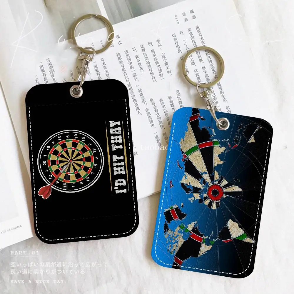 Playroom Dart 1Pc Access Card Case Leather Card Holder Keychain Key Ring Door Access Tags ID Card Case Keychain