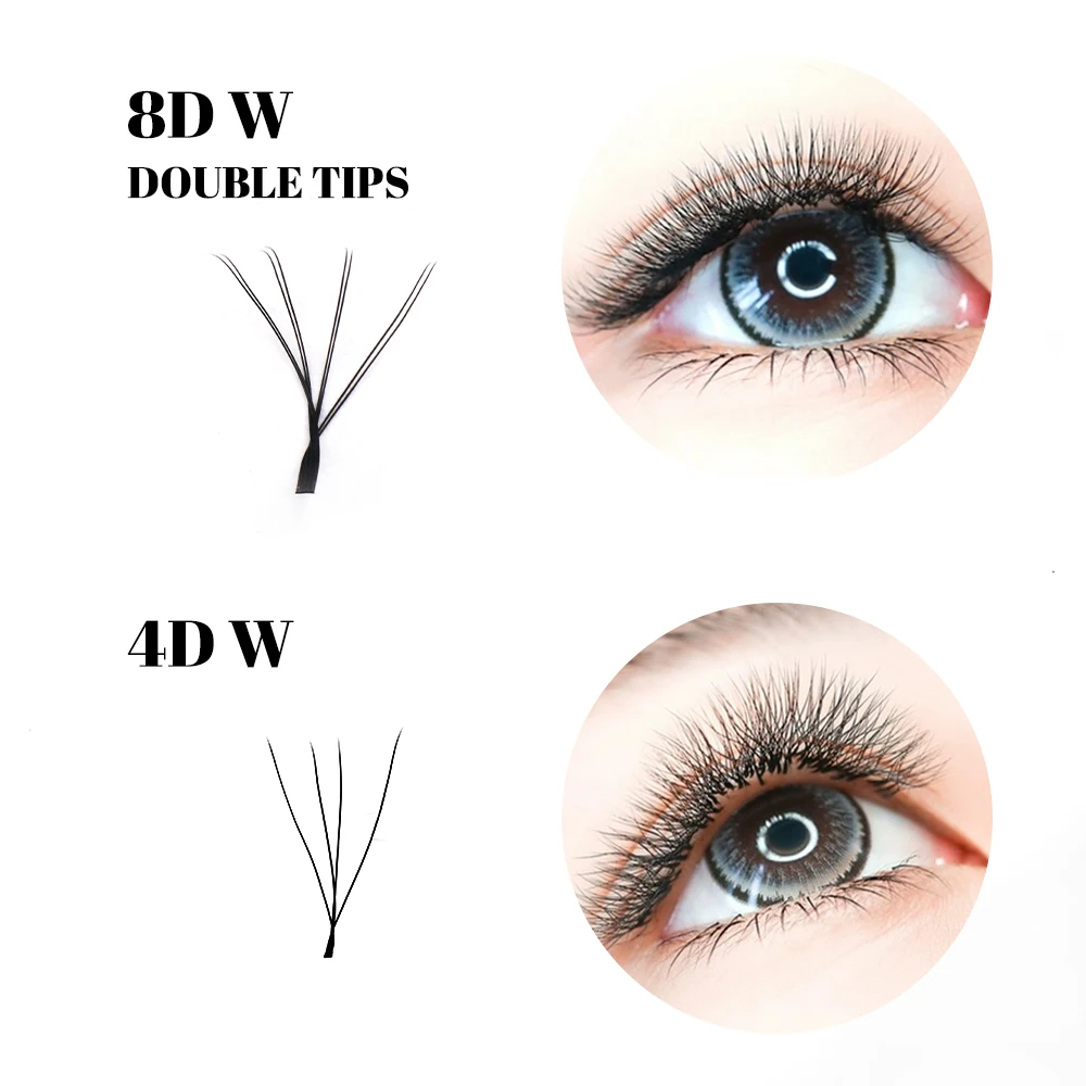 Gemerry 4D/6D/8D/10D W Lashes Two Tips W Shape Eyelashes Extension Premade Volume Fan 8-15mm Soft Cilios Fake Eyelashes Supplies