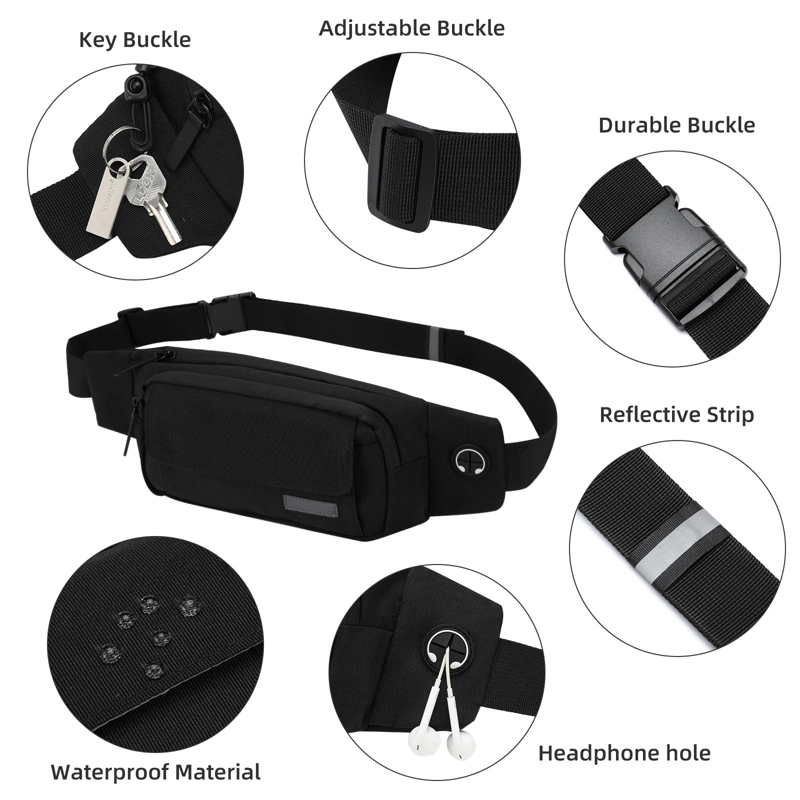 Large Crossbody Waist Pack for Men Belt Bag With 4-Zipper Pockets for Travel Running Hiking Workout Dog Walking women Fanny bags