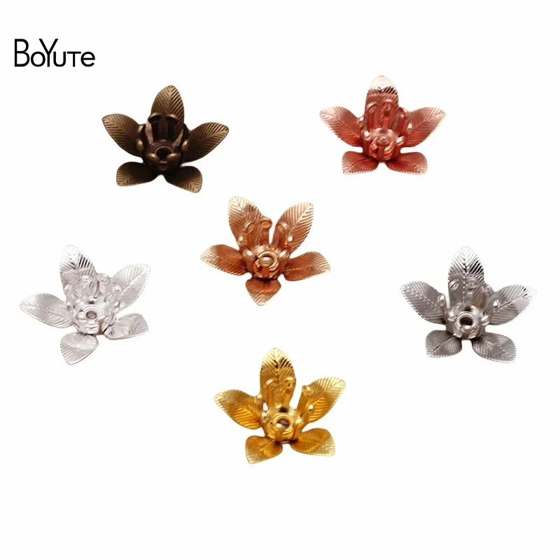 

BoYuTe (100 Pieces/Lot) 8*6MM Metal Brass Two-Layer Flower Materials Handmade Diy Jewelry Accessories Wholesale