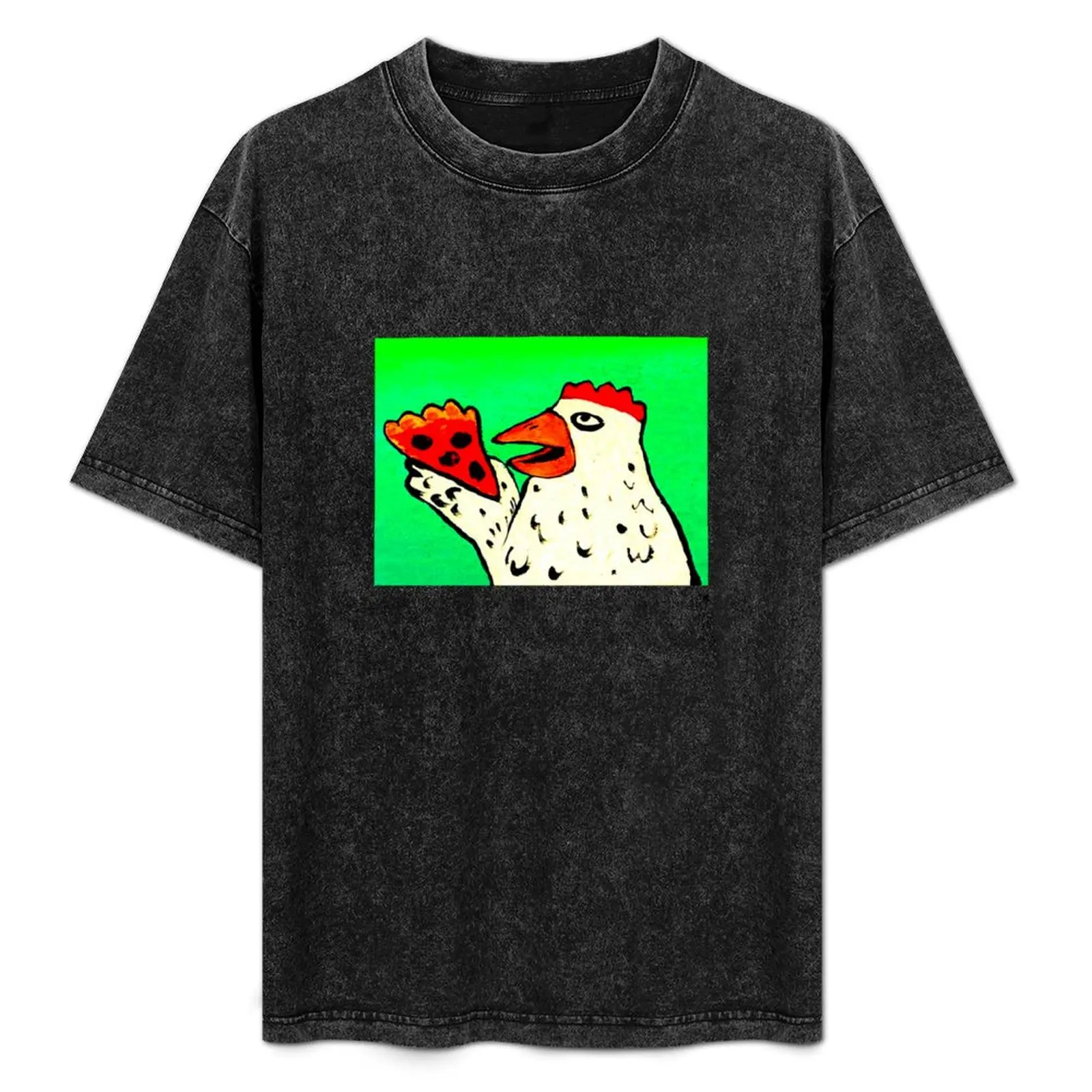 

CHICKEN WITH PIZZA T-Shirt graphic t shirt vintage basketball graphic tees Aesthetic clothing graphics t shirts for men graphic