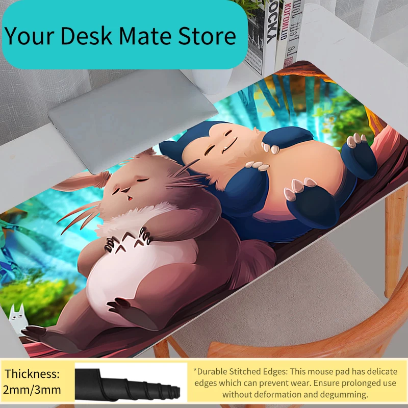 Relaxing Snorlax and Friends Gaming Mouse Pad Waterproof Non-slip Desk Mat