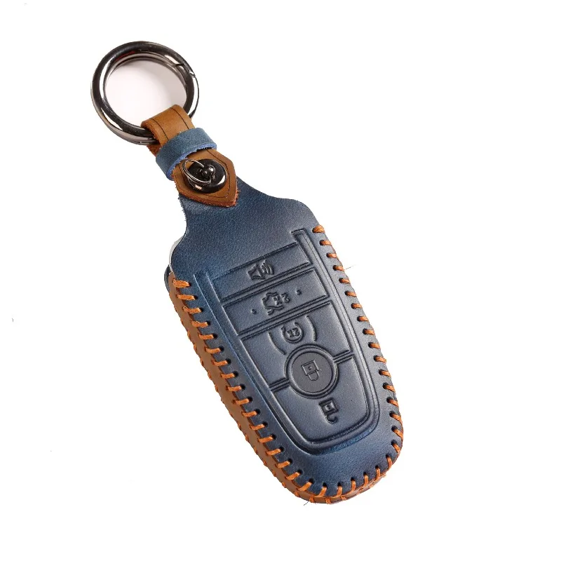

Genuine Leather Car Key Case Cover Shell Protector Fob Holder for Ford F-150 Raptor Edge Explorer Mondeo Accessories Hot Selling