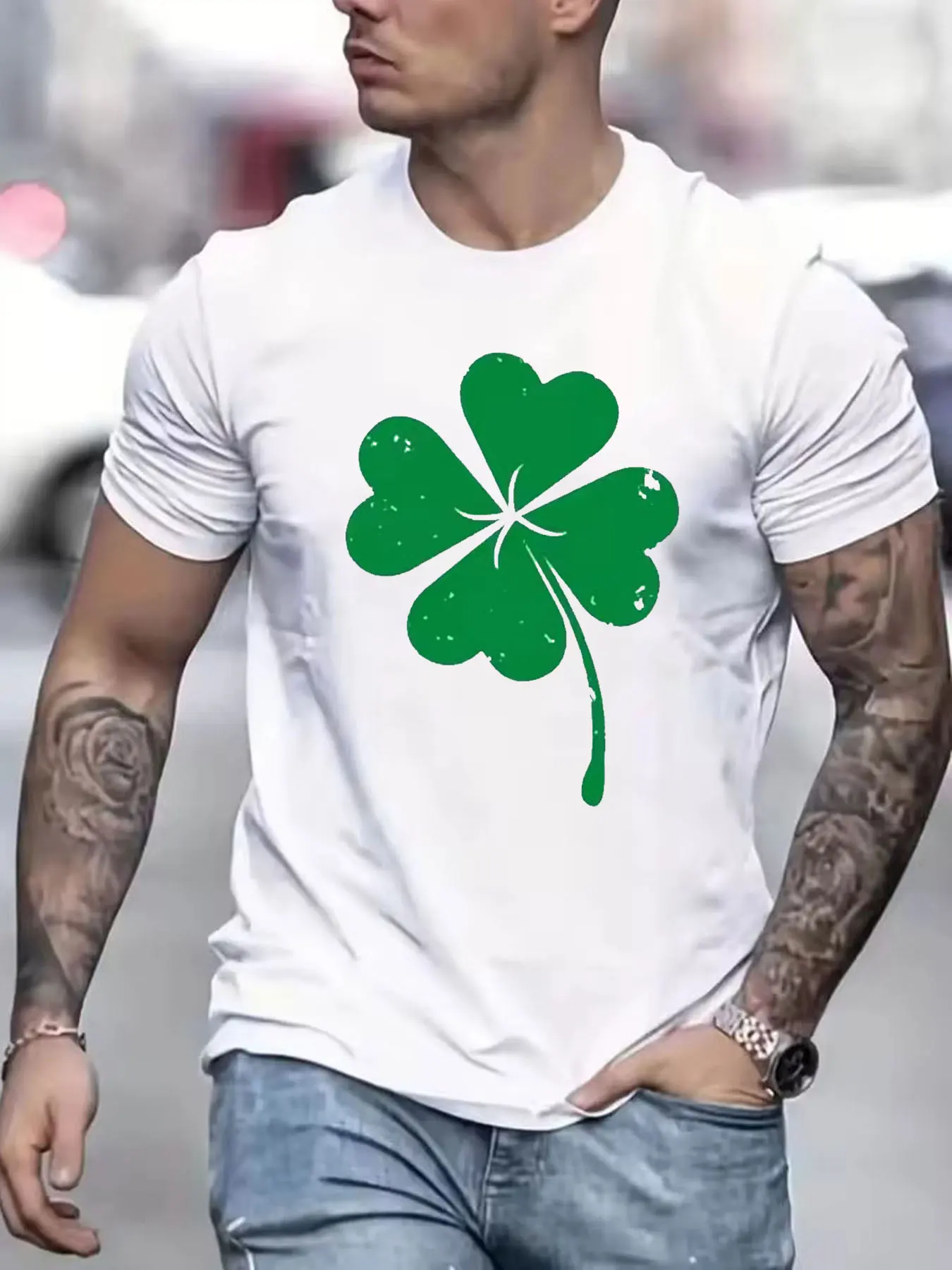 Men Clothing Irish Shamrock Saint Patrick Day Ireland Cotton Tshirt Oversized T-shirt Fashion Classic Tees Fitness T Shirt
