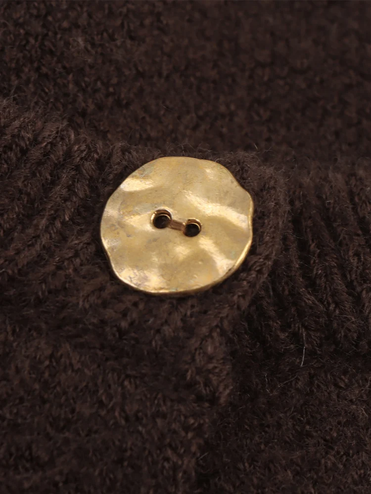 Giacca in maglia a maniche lunghe con collo rotondo e bottoni in nappa tinta unita, temperamento versatile, nuova moda femminile in stile europeo