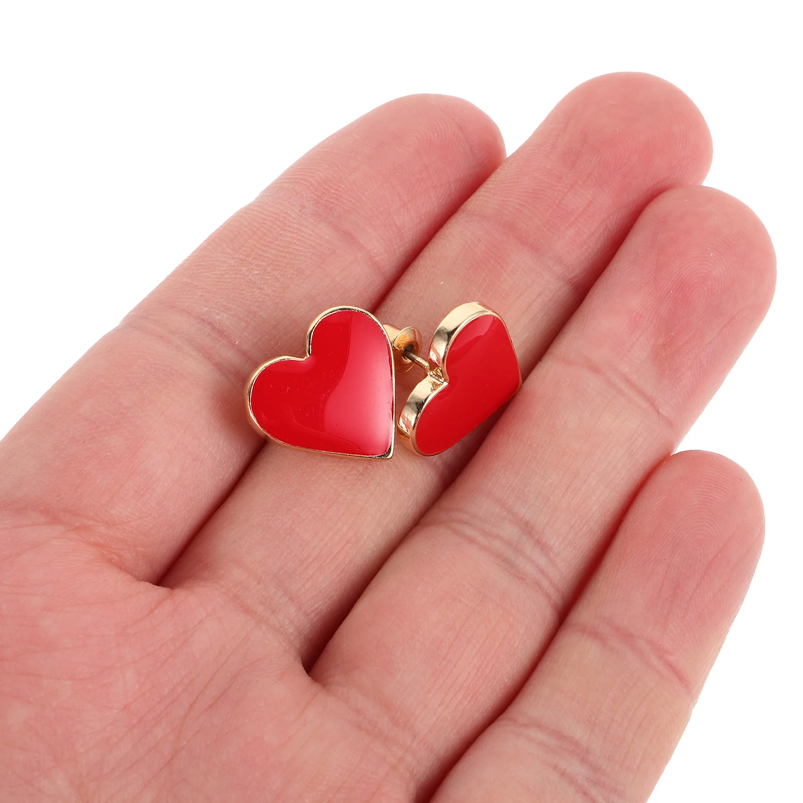 1 paio di eleganti orecchini a bottone alla moda con cuore rosso delicato, gioielli alla moda, leggeri, romantici, occasioni di festa, orecchini a bottone per le donne alla moda