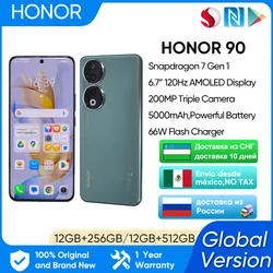 HONOR 90 5G Global Version 6.7”120Hz AMOLED Display Snapdragon 7 Gen 1 200MP TripleCamera 5000mAh Battery Life 66W Flash charger